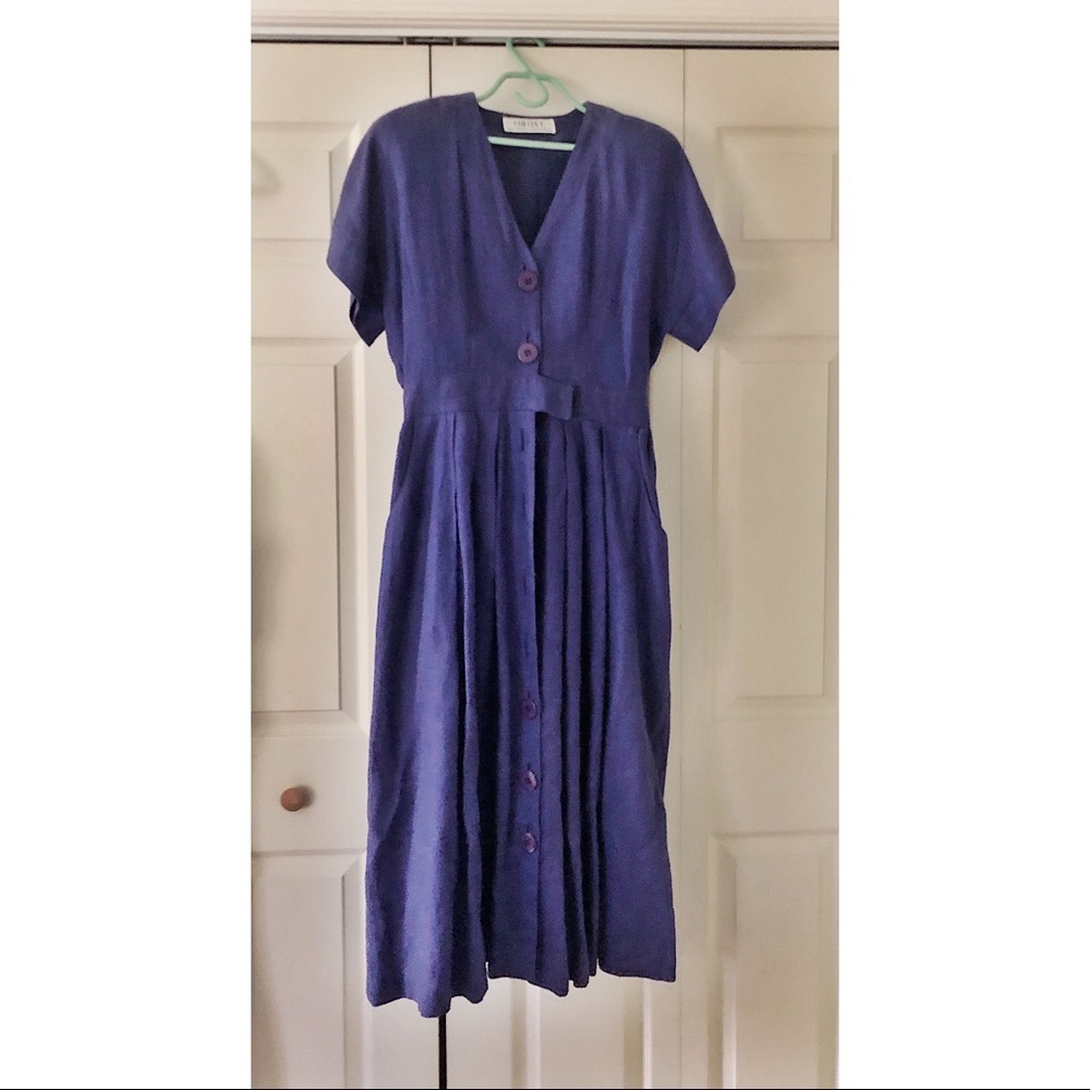 VINTAGE 1985 purple dress with shoulder pads!